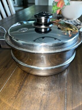 SaladMaster 8" Stainless Steel Steamer Insert Pan/ Pot Strainer: W/ Vapo Lid